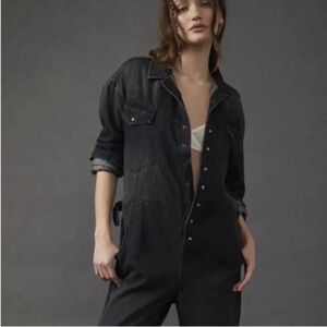 NWOT We The Free Townes Women's Black Denim Jumpsuit, Medium